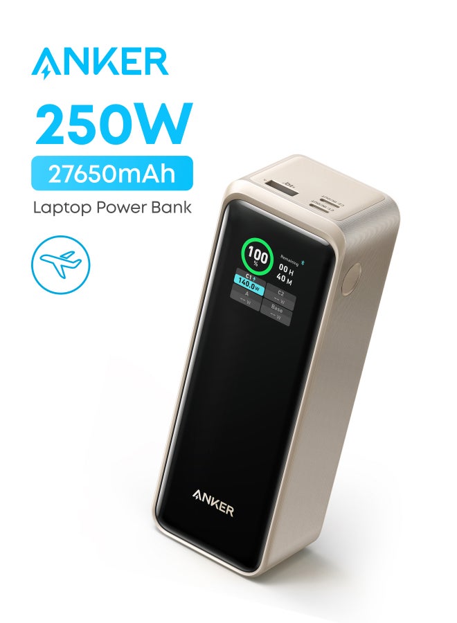 Anker Prime Power Bank, 27,650mAh 3-Port 250W Portable Charger (99.54Wh) Smart App, Smart Digital Display, Compatible with MacBook Pro/Air, iPhone 16/15/14 Series, Samsung, Huaiwei, Dell, Xiaomi - Image 1